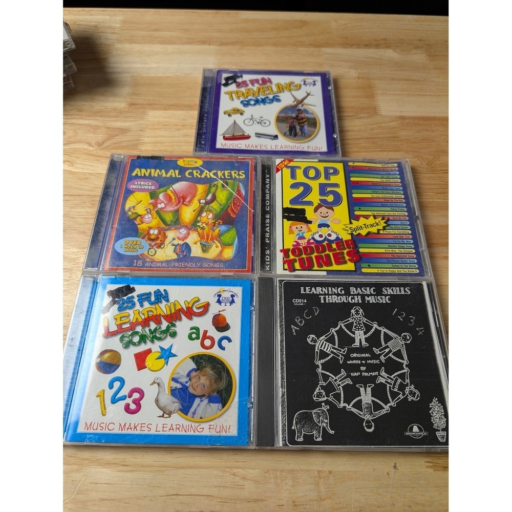 Lot of 5 Childrens Learning Music CDs Hap Palmer Twin Sisters Toddler Tunes